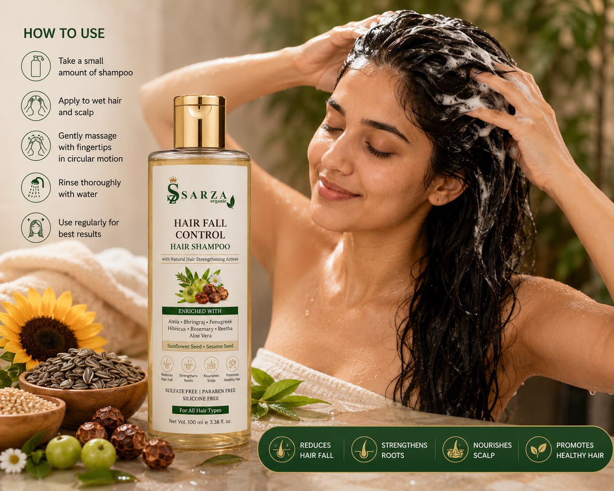 SARZA Organic Herbal Shampoo with Amla, Bhringraj & Fenugreek – 100 ml