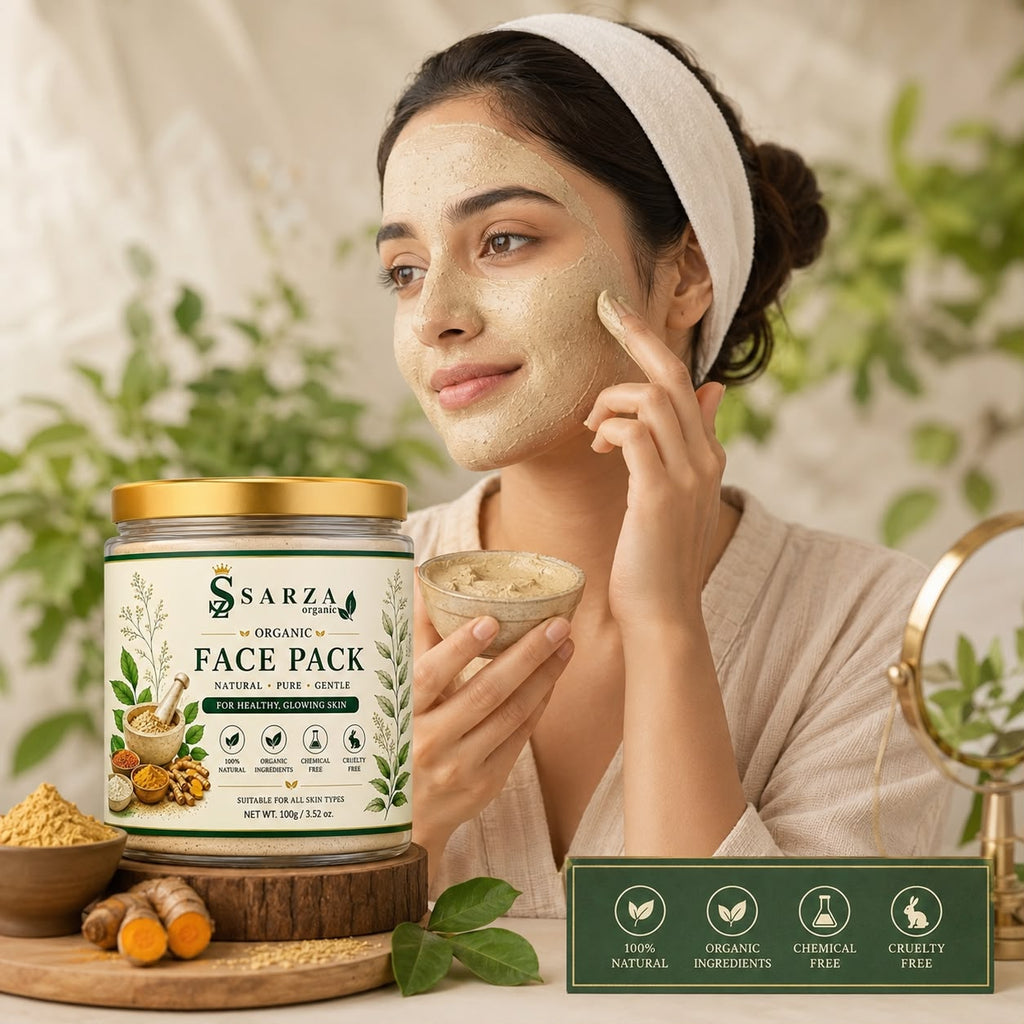 Sarza Organic Face Pack 100g | Natural Herbal Face Pack for Glowing Skin